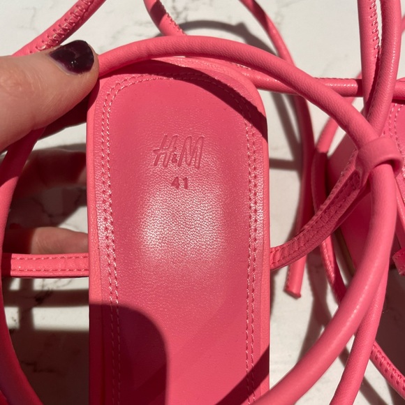 H&M wrap heels - hot pink, like new - Picture 3 of 7